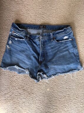 Classic High-Rise Denim Cutoff Shorts - Blue